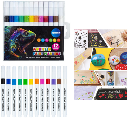 Centrum marqueurs peinture acrylique set 12 pièces pour loisirs créatifs