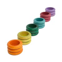 Grapat anneaux jouet en bois - 18 pièces couleurs alternatives