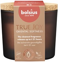 Bougie parfumée Bolsius True Joy Oriental Softness dans verre avec bouchon 66/83