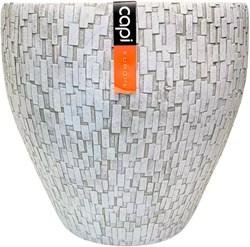 Pots de fleurs blancs 39 cm lot de 2 mélange plastique-pierre rond