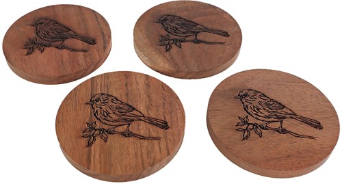 Sous-verre Bird Curved lot de 4 bois de manguier 10x10x10cm