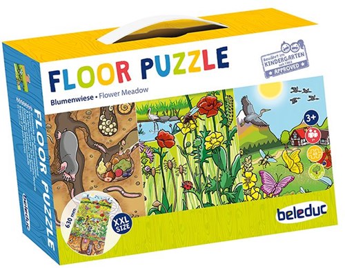 Beleduc puzzle au sol prairie fleurie éducatif carton 45 pièces-3