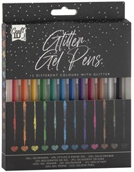 Creative Craft Group stylos gel pailletés - 12 couleurs - écrire et dessiner