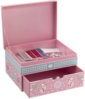 Boîte à bijoux cheval coffret à bijoux avec miroir et tiroir pour enfants-2