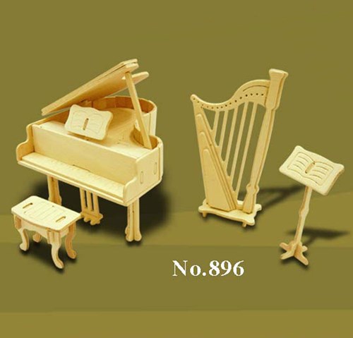 T&F kit de construction en bois instruments de musique maison de poupée échelle 1:12 jouet