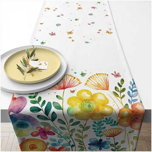 Ambiente chemin de table coton blanc - décoration printanière 40x15cm