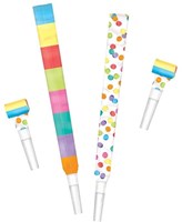 Haza langues de fête confettis set - 6 sifflets multicolores