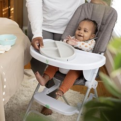 Ingenuity chaise haute pliante - compacte grise - chaise repas bébé