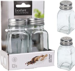 Set poivre et sel en verre avec inox - Accessoire de table transparent