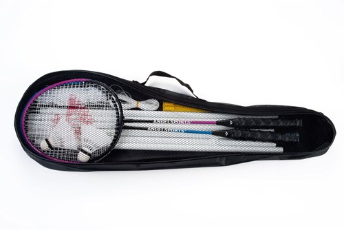 Set de badminton pour 4 joueurs avec raquettes, volants et filet