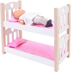 Angel Sports lit superposé poupée bois rose blanc - jouet lit poupée