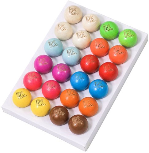 Angel Toys buts en bois pétanque 24 pièces - colorés et naturels-2