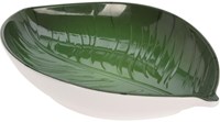 Excellent Houseware assiette mélamine forme feuille vert blanc 23x15cm décorative