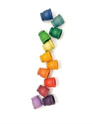 Bobines en bois Grapat "Mates" couleur arc-en-ciel (12 pcs.)