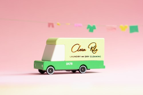 Candylab voiture jouet en bois Laundry Van - bus vintage pour enfants-3