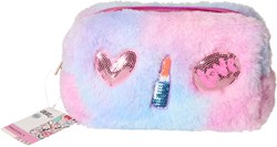 Create it! Trousse de maquillage - Trousse de toilette arc-en-ciel pelucheuse pour enfants