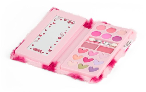 Create it! Coffret maquillage livre cœur fluffy rose pour enfants-3