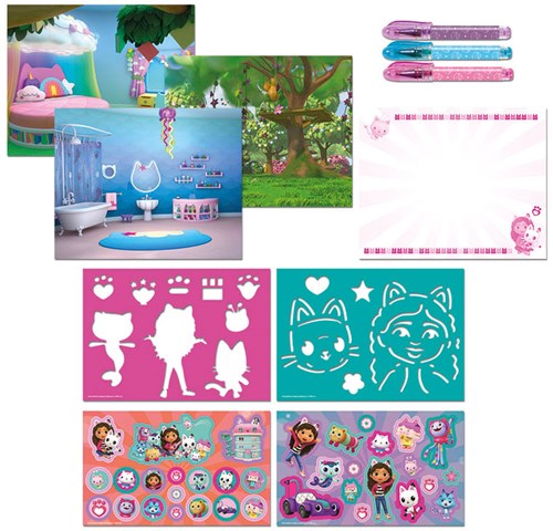 Totum Gabby's Dollhouse livre d'activités créatif designer avec autocollants et pochoirs-2