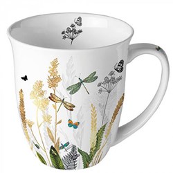 Ambiente mug fleurs blanc céramique - tasse à café décorative