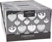 Boule de Noël cœur argent incassable 16 pièces décoration pailletée-2