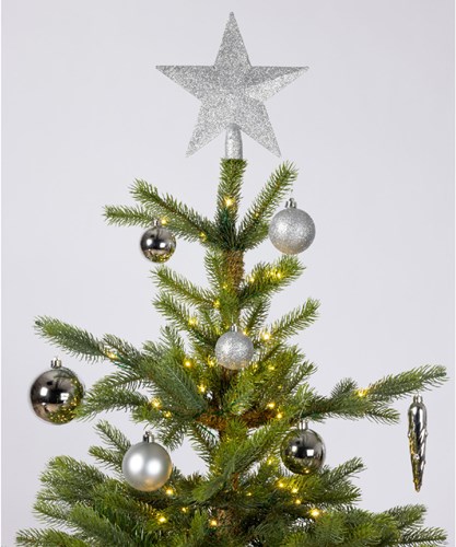 Boules de Noël set argenté plastique paillettes mix 33 pièces sapin-2
