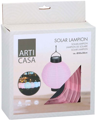 Solar Lampion Roze, 20cm