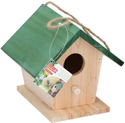 Maison pour oiseaux en bois nichoir bleu 17x16x15cm décoration jardin