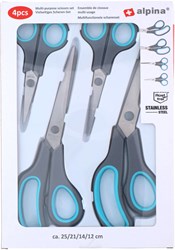 Set de ciseaux ergonomique acier inoxydable 4 tailles 4 pièces bricolage
