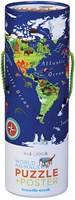 Crocodile Creek puzzle carte du monde 200 pièces avec animaux et poster