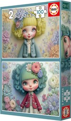 Educa puzzle Flower Girls - 2 puzzles de 100 pièces en carton