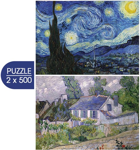Grafika 2 Puzzles - Die Kunst van Goghs: Sternennacht, 1889 - Häuser in Auvers, 1890 - 500 Teile
