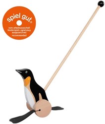 Goki jouet à pousser en bois pingouin - jouet marcheur pour tout-petits