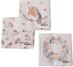 Boltze Home serviettes papier rouge-gorge fleurs 20 pièces 34x34cm