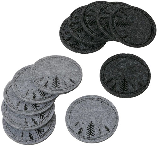 Boltze Home set de dessous de verre feutre sapin de Noël 6 pièces rond gris