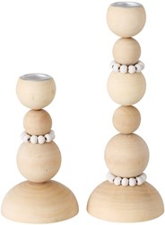 Boltze Home bougeoir bois set Beads 2 pièces marron décoration