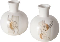 Boltze Home vase en céramique blanc avec motif - vase déco 17cm