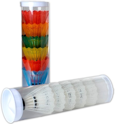Twisk volants de badminton plastique blanc en tube 6 pièces 4,5-5 grammes
