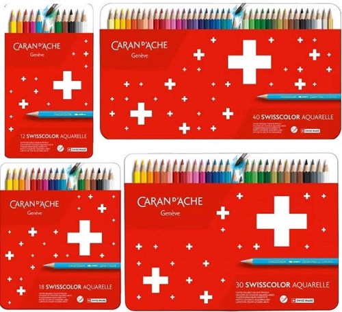 Caran d'Ache crayons aquarellables Swisscolor 40 couleurs boîte crayons de couleur