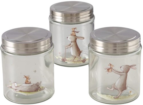 Boltze Home bocal de rangement verre Bunny 625ml pot cuisine décoratif