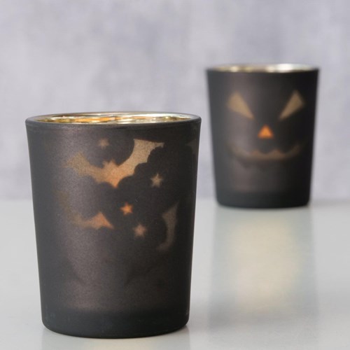 Boltze Home photophore Halloween ambiance verre noir décoration