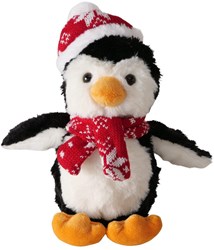 Boltze Home peluche pingouin jouet de Noël avec bonnet et écharpe 22x12x21cm