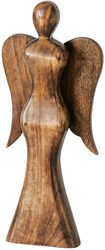 Boltze Home figurine ange bois décoration manguier 16x35cm marron