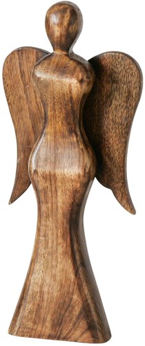 Boltze Home figurine ange bois décoration manguier 16x35cm marron
