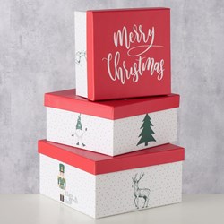 Boltze Home boîtes cadeaux coffret Chrissy 3 pièces multicolore carton