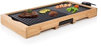 Gril XL en bambou - Plaque de cuisson Tristar antiadhésive 2200W-2