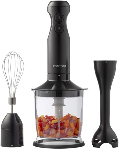 Inventum mixeur plongeant set appareil de cuisine noir 350 watts avec fouet et hachoir