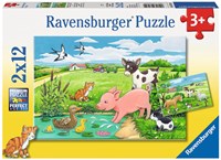 Ravensburger puzzle jeunes animaux campagne 2x12 pièces puzzle enfant