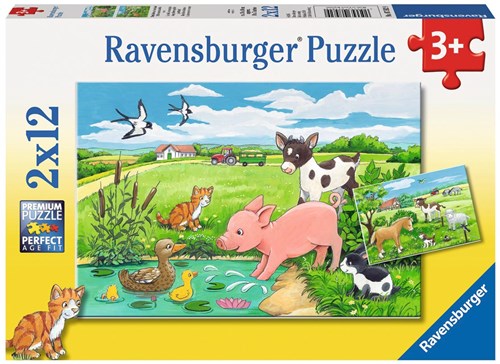 Ravensburger puzzle jeunes animaux campagne 2x12 pièces puzzle enfant