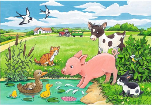Ravensburger puzzle jeunes animaux campagne 2x12 pièces puzzle enfant-3