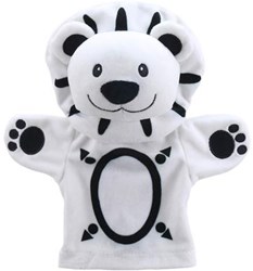 The Puppet Company marionnette lion noir-blanc pour jeu sensoriel